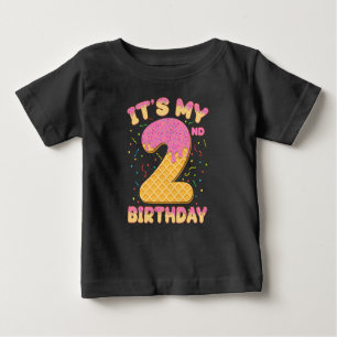 T-shirt Pour Bébé Crème glacée mignonne C'est mon 2ème anniversaire 