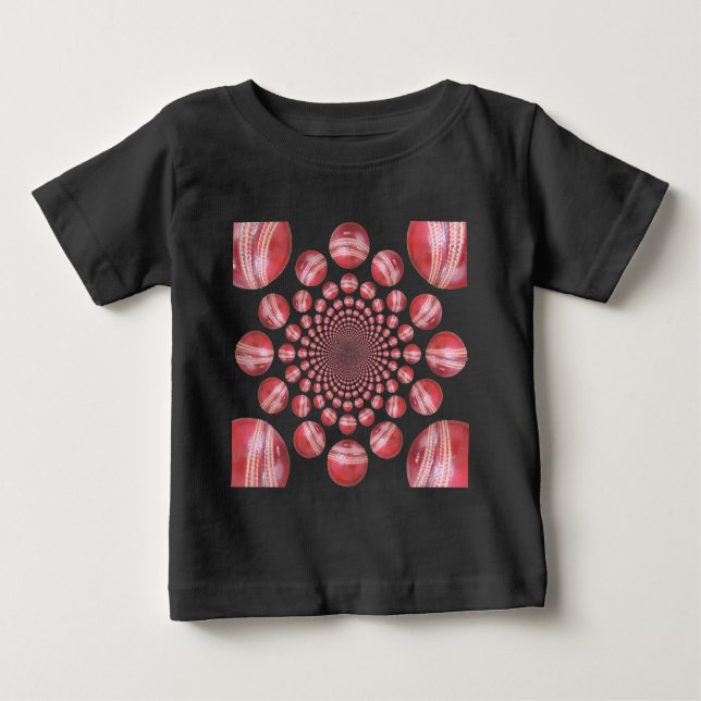 T-shirt Pour Bébé Crimson Vortex : Belle Balle de Cricket Rouge (Devant)