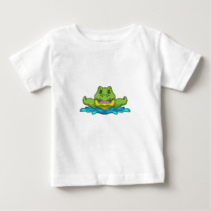 T-shirt Pour Bébé Crocodile à nager dans l'eau