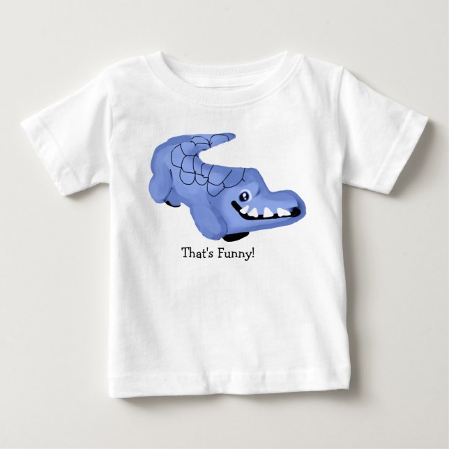 T-shirt Pour Bébé Crocodile bleu (Devant)