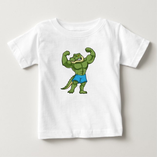 T-shirt Pour Bébé Crocodile comme Bodybuilder extrême (Devant)