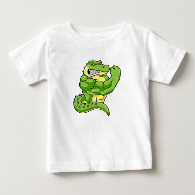 T-shirt Pour Bébé Crocodile comme Bodybuilder & grands Muscles (Devant)