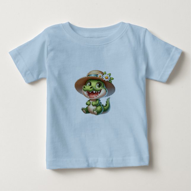 T-shirt Pour Bébé Crocodile de bébé mignon (Devant)