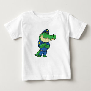 T-shirt Pour Bébé Crocodile en tant qu'officier de police en uniform