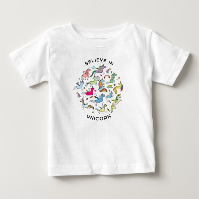 T-shirt Pour Bébé Croire en licorne (Devant)