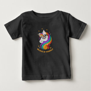 T-shirt Pour Bébé Crois En Toi-Même Unicorne