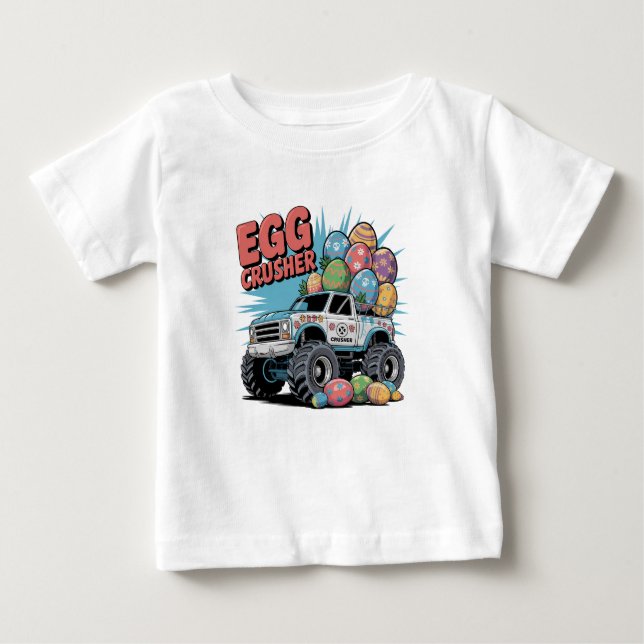 T-shirt Pour Bébé Croiseur d'oeufs Monster Truck Pâques amusant (Devant)