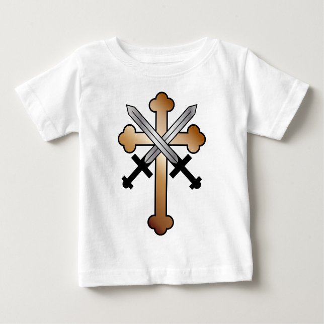 T-shirt Pour Bébé Croix de cuivre avec épées croisées (Devant)