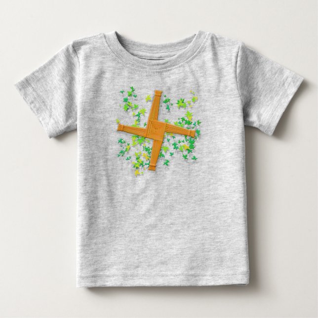 T-shirt Pour Bébé Croix de lumière avec Feuilles (Devant)