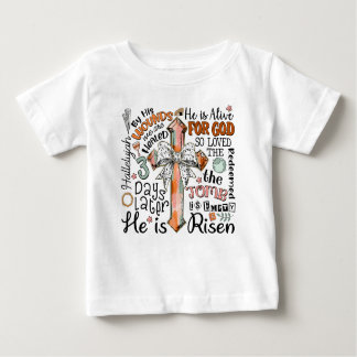 T-shirt Pour Bébé Croix de Pâques chrétienne Il est ressuscité