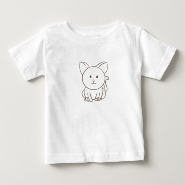 T-shirt Pour Bébé Croquis de chat adorable (Devant)