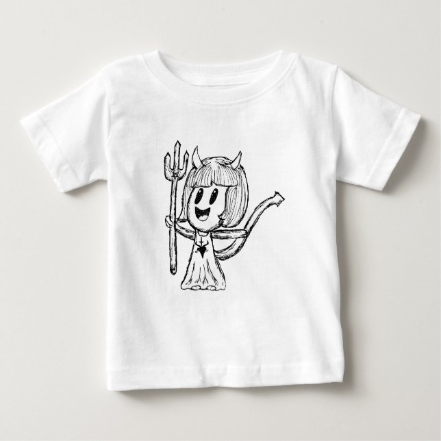 T-shirt Pour Bébé Croquis de fille de petit diable (Devant)