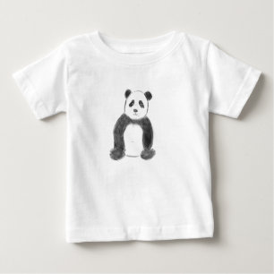 T-shirt Pour Bébé Croquis de panda en noir et blanc