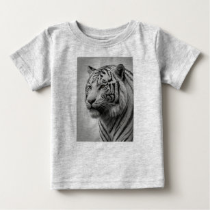 T-shirt Pour Bébé Croquis d'un tigre noir et blanc