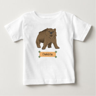 T-shirt Pour Bébé Cube d'ours Brown avec nom