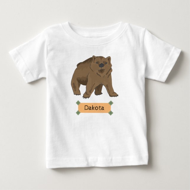 T-shirt Pour Bébé Cube d'ours Brown avec nom (Devant)