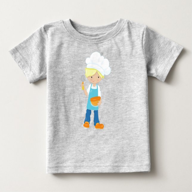 T-shirt Pour Bébé Cuisson, boulangerie, Chef pâtissier, Cute Boy, Ch (Devant)