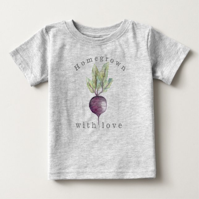 T-shirt Pour Bébé Cultivé à la maison avec amour | betterave | Veggi (Devant)