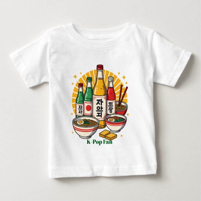 T-shirt Pour Bébé Culture Pop Coréenne Impression Poitrine (Devant)