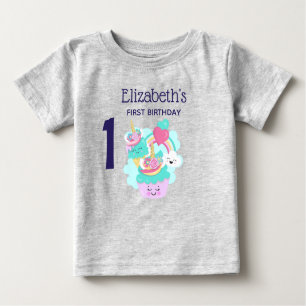 T-shirt Pour Bébé Cupcake mignonne et Joyeuse crème glacée premier a