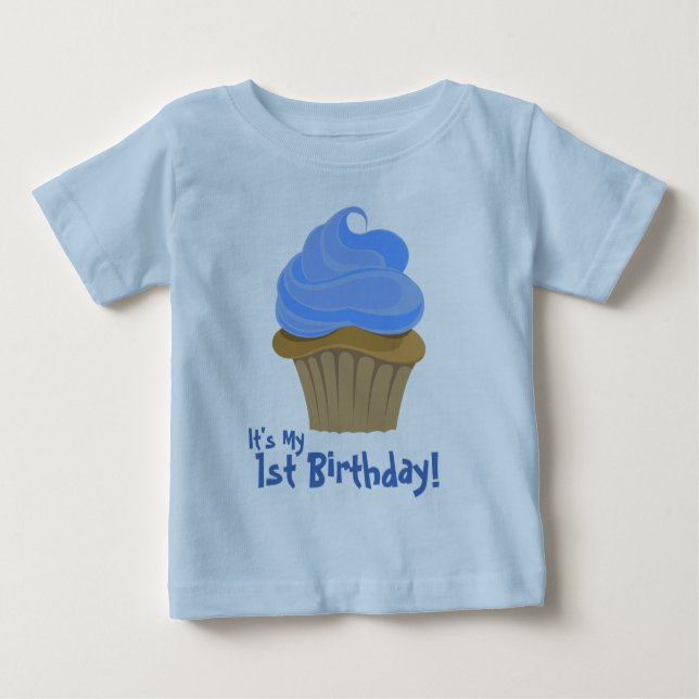 T-shirt Pour Bébé CupcakeBlue, C'est mon, 1er anniversaire ! (Devant)
