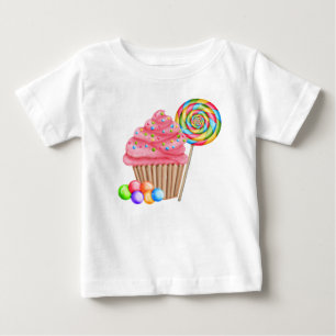 T-shirt Pour Bébé Cupcakes et bonbons Anniversaire T Chemise
