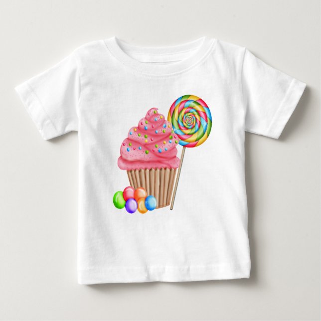 T-shirt Pour Bébé Cupcakes et bonbons Anniversaire T Chemise (Devant)