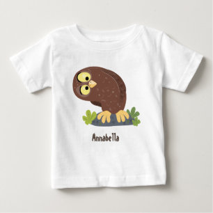 T-shirt Pour Bébé Curieux et drôle dessin animé de chouette brune