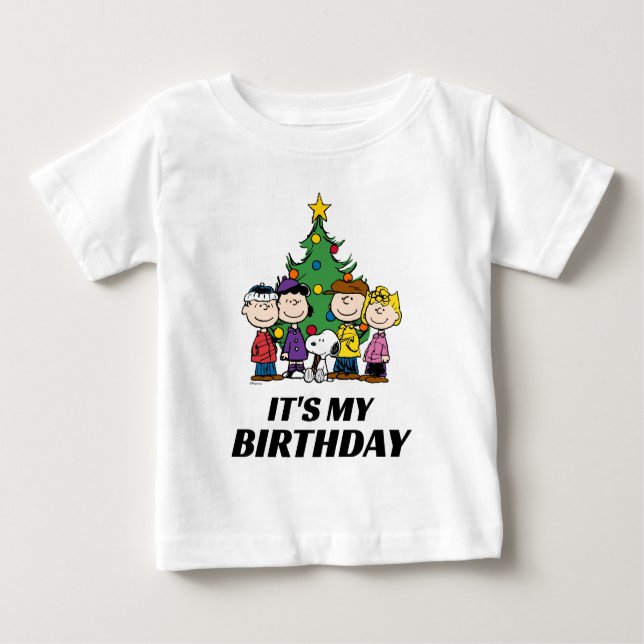 T-shirt Pour Bébé Custom Charlie Brown et amis Anniversaire hivernal (Devant)