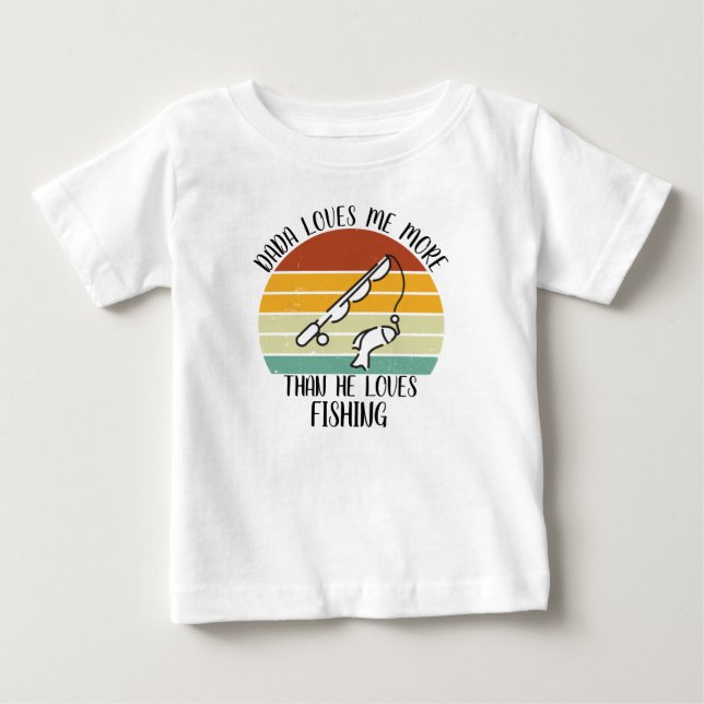 T-shirt Pour Bébé CUSTOM Dada M'aime Plus Qu'il N'aime La Pêche (Devant)