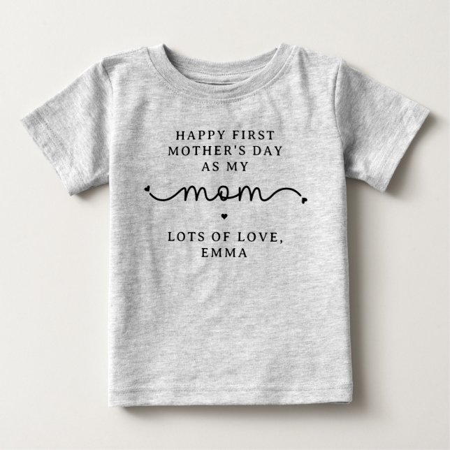 T-shirt Pour Bébé Custom First Mother's Day New Mom Gifts (Devant)