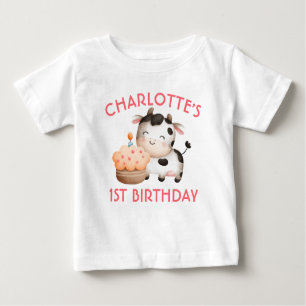 T-shirt Pour Bébé Custom One Cow Moos Premier anniversaire bébé