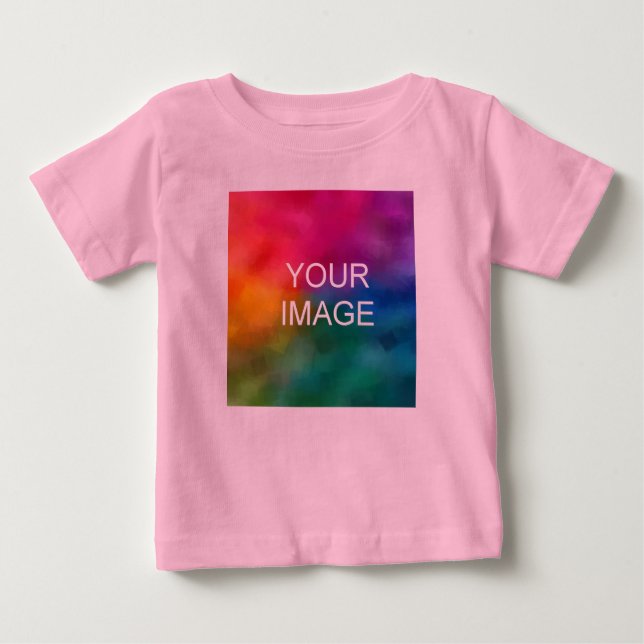 T-shirt Pour Bébé Custom Text Photo Pink Fine Jersey High Quality (Devant)