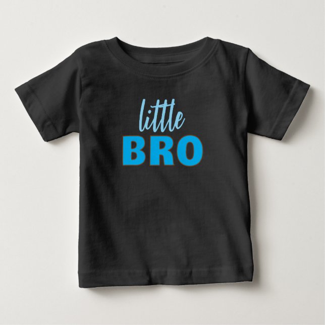 T-shirt Pour Bébé Custom Text Template Black & Blue Little Bro (Devant)