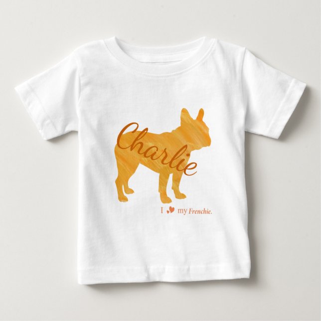 T-shirt Pour Bébé Customizable French Bulldog Pastel Orange Frenchie (Devant)