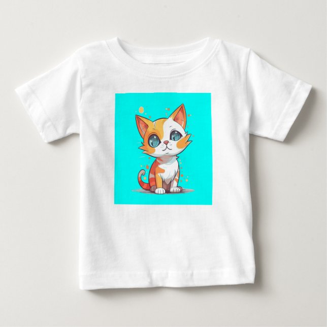 T-shirt Pour Bébé Cute Adorable Chat Brown (Devant)