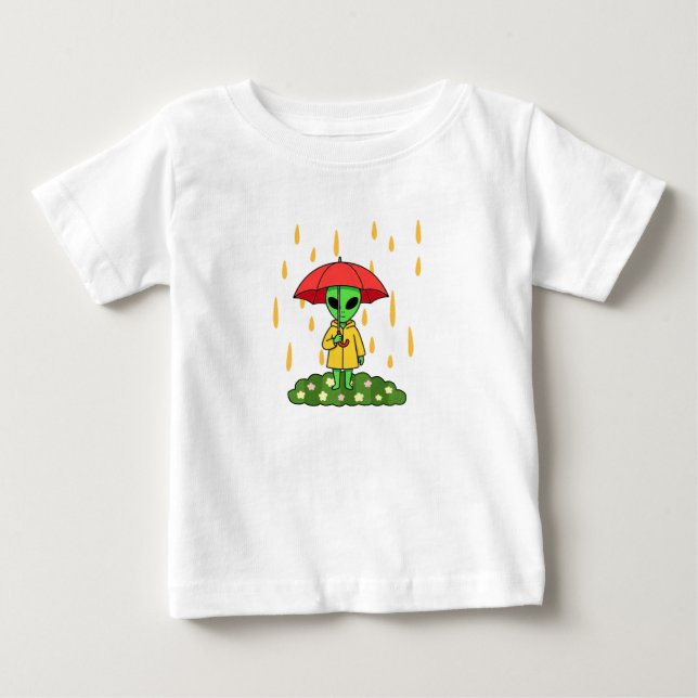 T-shirt Pour Bébé Cute Alien With Umbrella Kawaii Space Character (Devant)