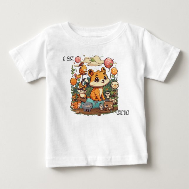 T-shirt Pour Bébé Cute Animal dessin nouveau design je suis mignon (Devant)