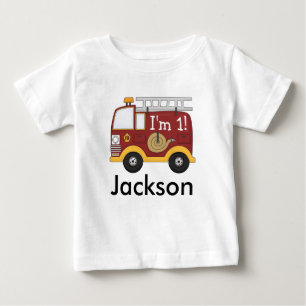 T-shirt Pour Bébé Cute Anniversaire de enfant de camion incendie per
