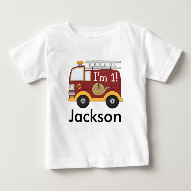 T-shirt Pour Bébé Cute Anniversaire de enfant de camion incendie per (Devant)