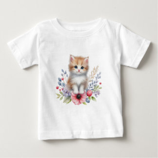 T-shirt Pour Bébé Cute aquarelle kitty T-short