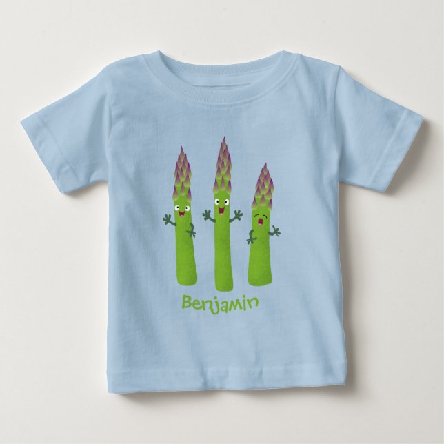 T-shirt Pour Bébé Cute asperges chantant un trio végétal dessin anim (Devant)