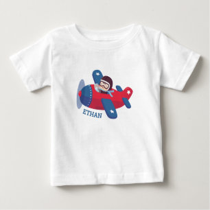T-shirt Pour Bébé Cute Aviator Avion Pilote Personnalisé