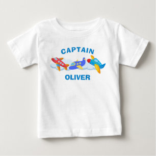 T-shirt Pour Bébé Cute avion Capitaine Personnalisé