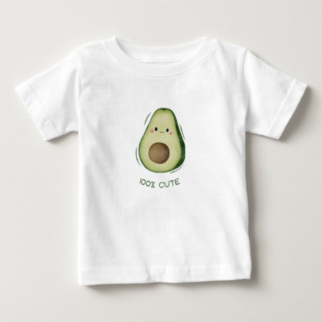 T-shirt Pour Bébé Cute Avocado Baby 100% Mignonne Typographie (Devant)