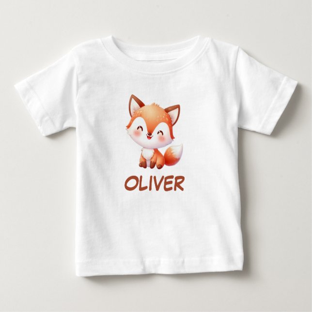 T-shirt Pour Bébé Cute Baby Fox Personnalisé (Devant)