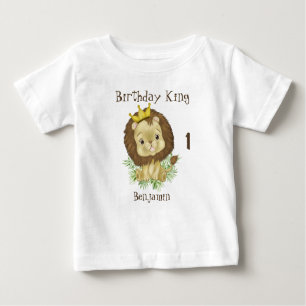 T-shirt Pour Bébé Cute Baby Lion Aquarelle Thème Anniversaire Roi
