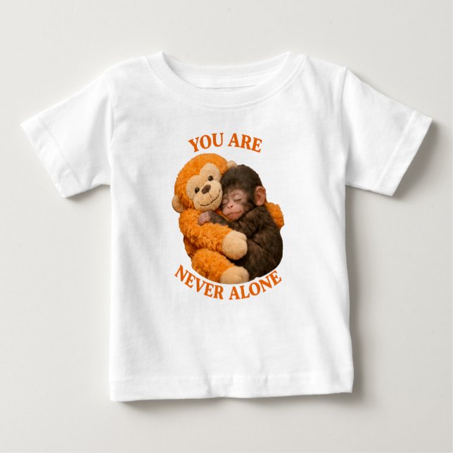 T-shirt Pour Bébé Cute Baby Monkey Punch with plush monkey -  (Devant)