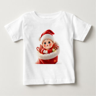 T-shirt Pour Bébé Cute Baby Santa – Adorable Kawaii Christmas Gift
