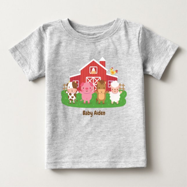 T-shirt Pour Bébé Cute Barn Farm Animals Baby (Devant)